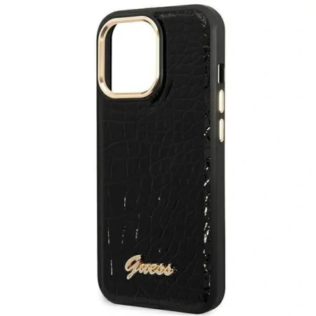 Husa Cover Guess Croco Metal camera pentru iPhone 14 Pro Max Black