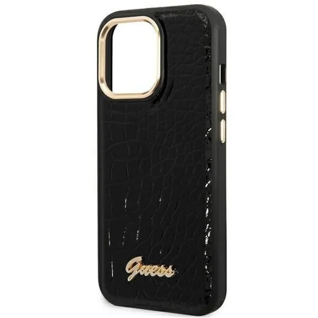 Husa Cover Guess Croco Metal camera pentru iPhone 14 Pro Max Black