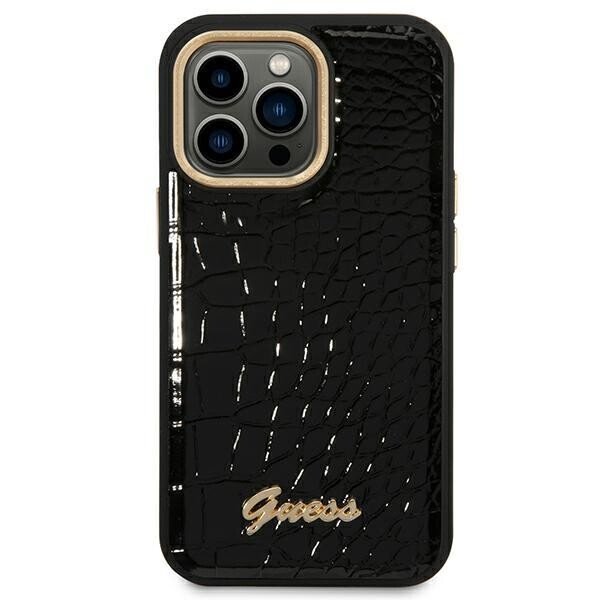 Husa Cover Guess Croco Metal camera pentru iPhone 14 Pro Max Black thumb