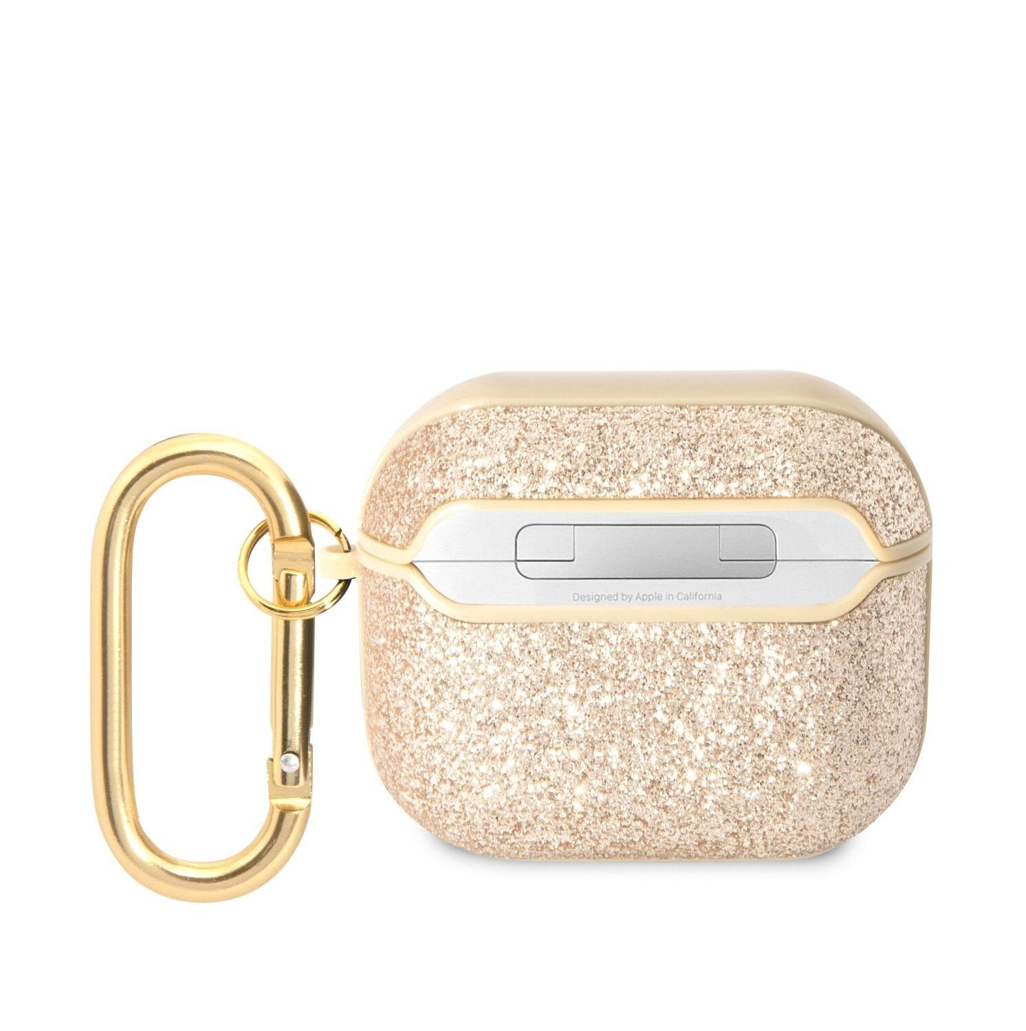 Husa Guess Glitter Flakes Metal Logo pentru Airpods 3 Gold thumb