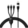 Cablu Date Baseus 3 in 1 Type-C to Lightning, MicroUsb 100W 1.5 m CASS030201 Negru