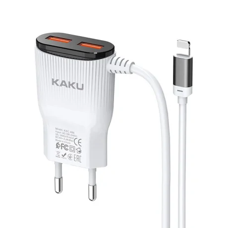 Set Incarcator Retea si Cablu Date KAKU KSC-488 2xUsb-2.4 A Lightning