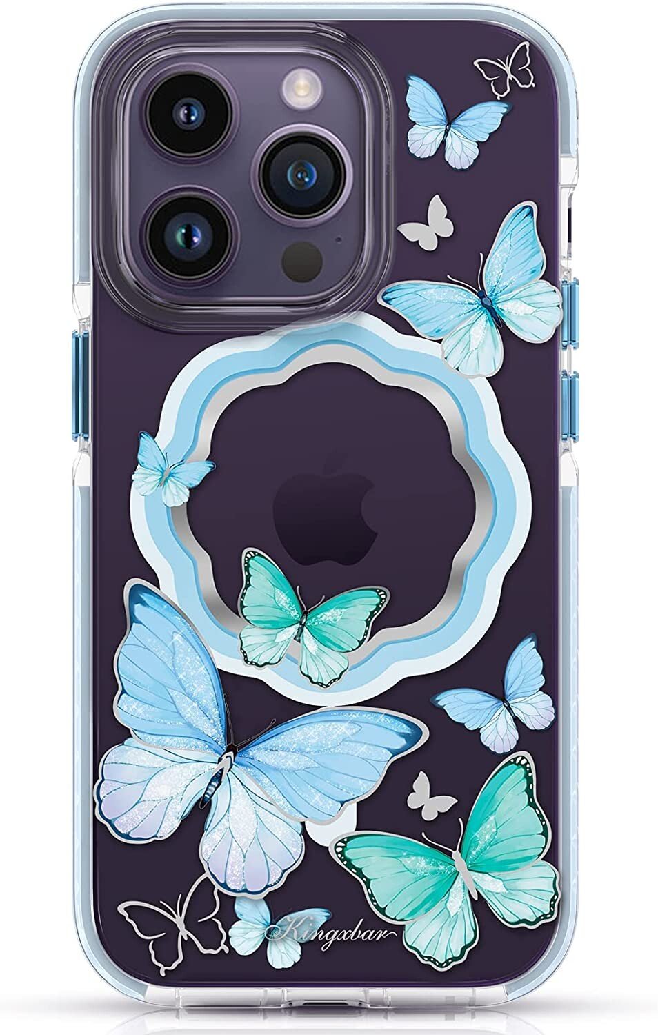 Husa Cover Kingxbar Butterfly Series pentru iPhone 13/14 Blue thumb