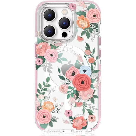 Husa Cover Kingxbar Flora Series pentru iPhone 14 Plus Rose