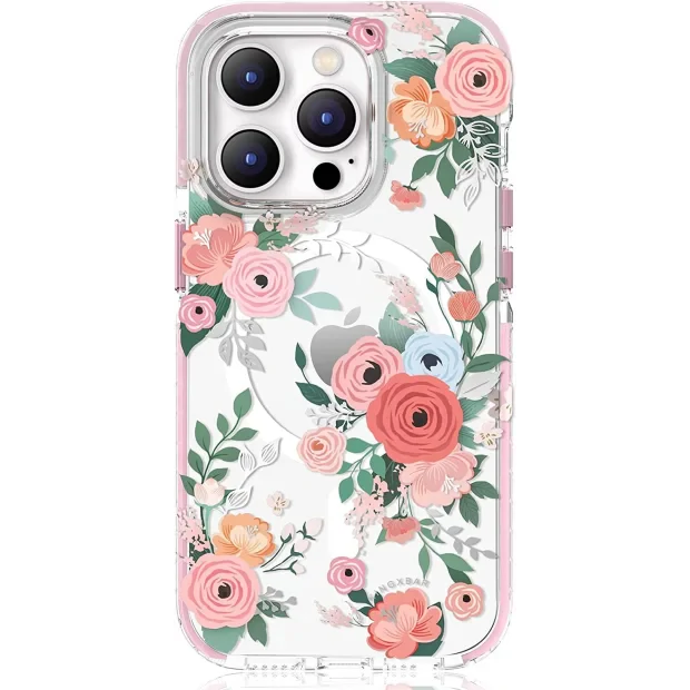 Husa Cover Kingxbar Flora Series pentru iPhone 14 Plus Rose