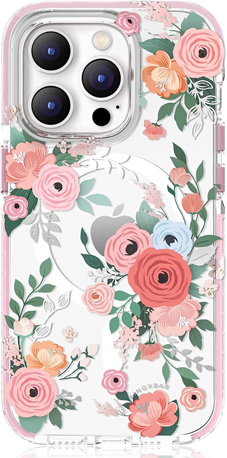 Husa Cover Kingxbar Flora Series pentru iPhone 14 Pro Max Rose thumb