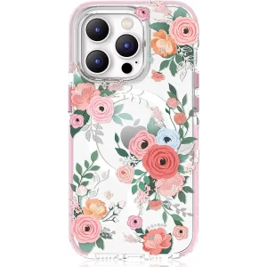 Husa Cover Kingxbar Flora Series pentru iPhone 14 Pro Rose