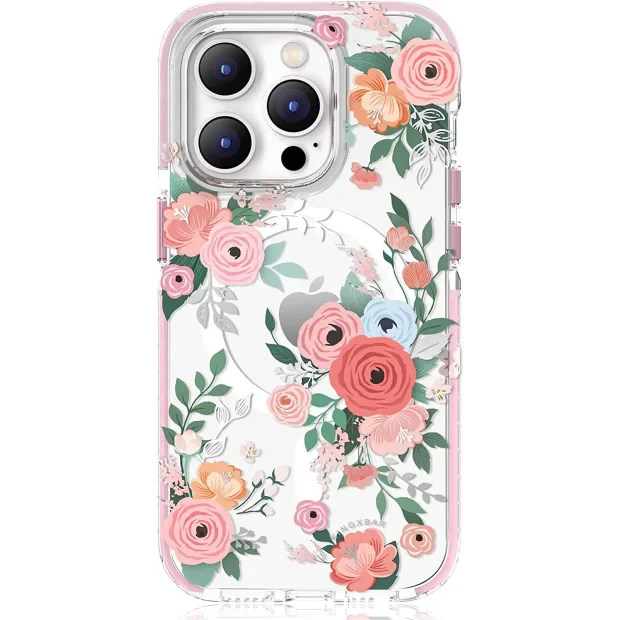 Husa Cover Kingxbar Flora Series pentru iPhone 14 Pro Rose