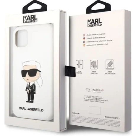Husa Cover Karl Lagerfeld Liquid Silicone Ikonik pentru iPhone 11 White