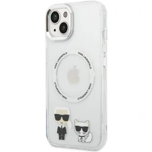 Husa Cover Karl Lagerfeld Magsafe With Ring Karl&amp;Choupette Bodies LOGO pentru iPhone 14 Transparent