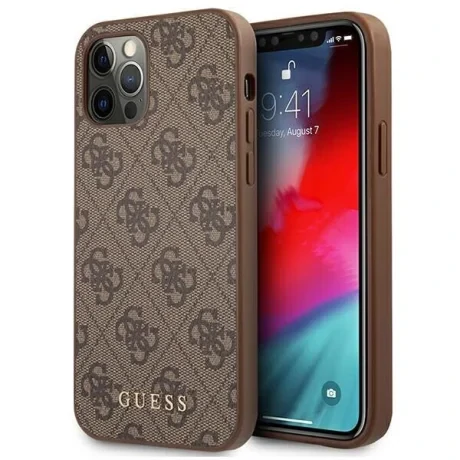 Husa Cover Guess Metal Logo pentru iPhone 12 Pro Max Brown