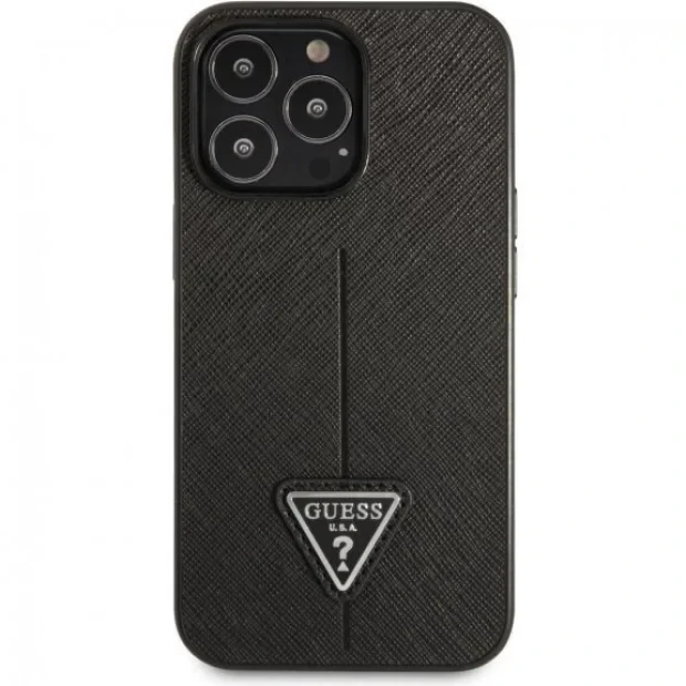 Husa Cover Guess Saffiano Triangle pentru iPhone 14 Plus Black