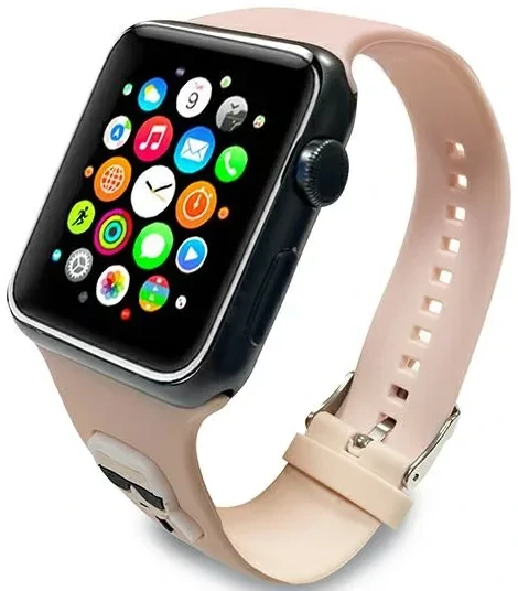 Curea ceas Karl Lagerfeld pentru Apple Watch 3/4/5/6/7/8/SE 38/40/41mm KLAWMSLKP Roz thumb