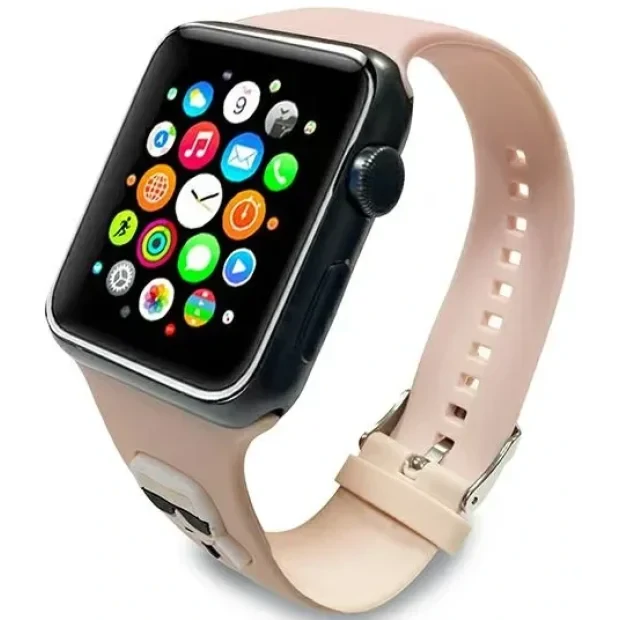 Curea ceas Karl Lagerfeld pentru Apple Watch 3/4/5/6/7/8/SE 38/40/41mm KLAWMSLKP Roz