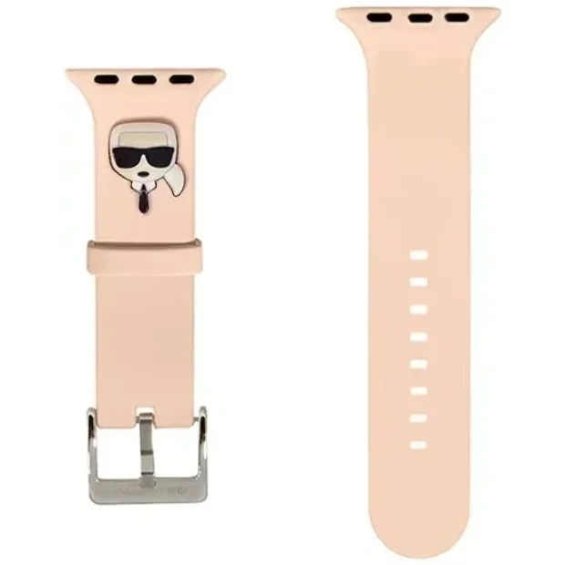 Curea ceas Karl Lagerfeld pentru Apple Watch 3/4/5/6/7/8/SE 38/40/41mm KLAWMSLKP Roz