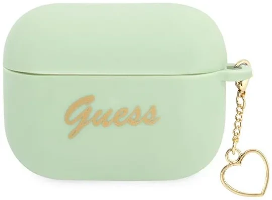 Husa Airpods Guess Silicone Charm Heart pentru Airpods Pro Green thumb