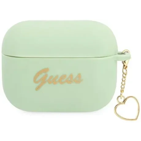 Husa Airpods Guess Silicone Charm Heart pentru Airpods Pro Green