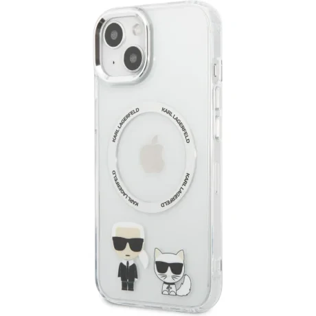 Husa Cover Karl Lagerfeld Magsafe cu Ring Karl&amp;Choupette Bodies LOGO pentru iPhone 13 Transparent