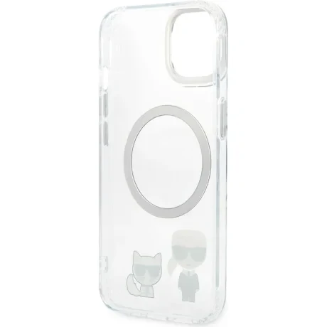 Husa Cover Karl Lagerfeld Magsafe cu Ring Karl&amp;Choupette Bodies LOGO pentru iPhone 13 Transparent