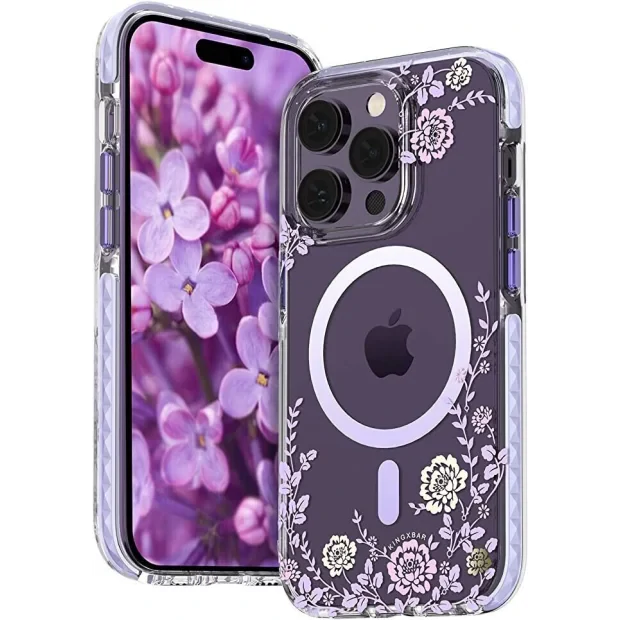 Husa Cover Kingxbar Flora Series pentru iPhone 13/14 Peony