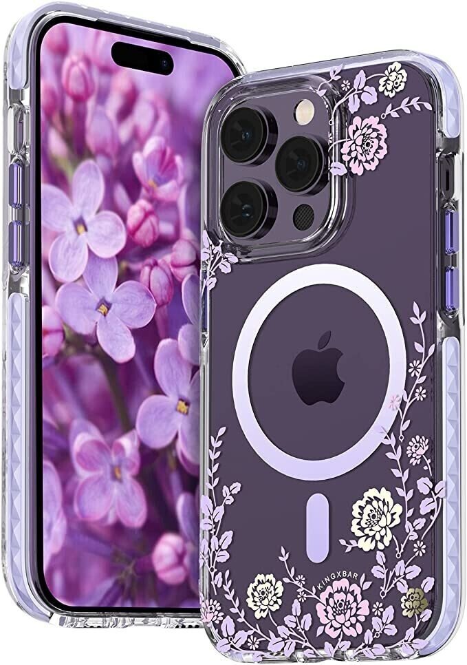 Husa Cover Kingxbar Flora Series pentru iPhone 14 Pro Peony thumb