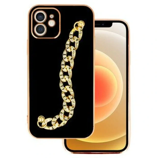 Husa Cover Fashion Shiny Chain Diamonds pentru iPhone 13 Pro Negru
