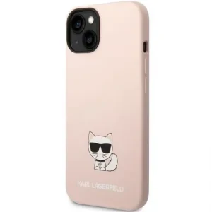 Husa Cover Karl Lagerfeld Liquid Silicone Outline Choupette Body Logo pentru iPhone 14 Plus Pink