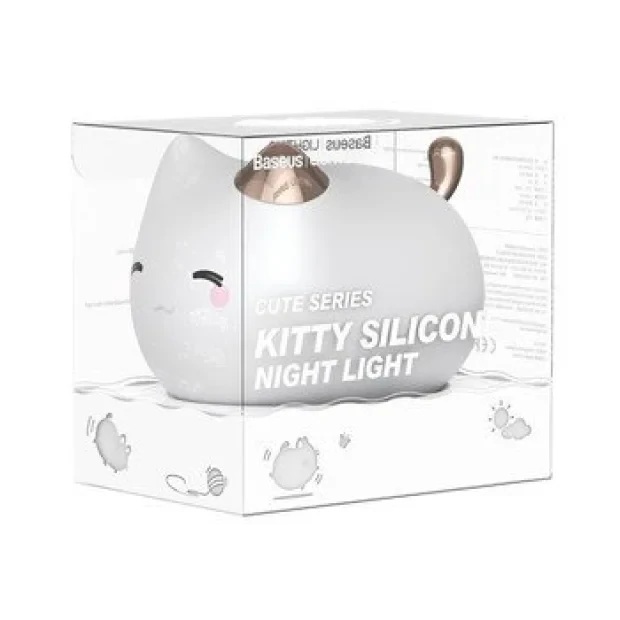 Lampa de noptiera din silicon LED Baseus Cute Kitty Alb
