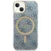 Husa Cover Guess 4G Print Magsafe + Wireless Charger pentru iPhone 14 Blue