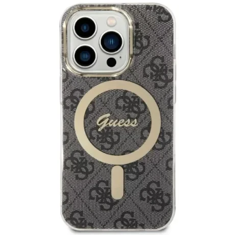 Husa Cover Guess 4G Print Magsafe + Wireless Charger pentru iPhone 14 Pro Black