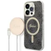 Husa Cover Guess 4G Print Magsafe + Wireless Charger pentru iPhone 14 Pro Black