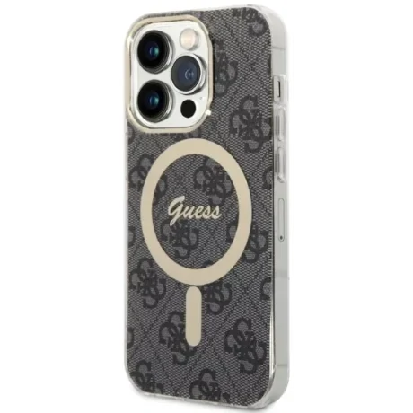 Husa Cover Guess 4G Print Magsafe + Wireless Charger pentru iPhone 14 Pro Black