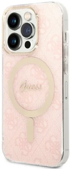 Husa Cover Guess 4G Print Magsafe + Wireless Charger pentru iPhone 14 Pro Pink thumb