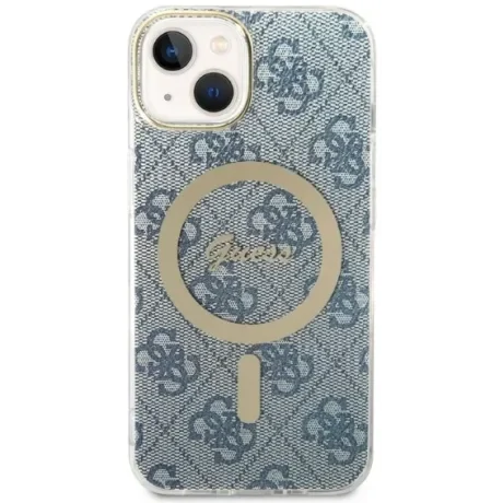 Husa Cover Guess 4G Print Magsafe + Wireless Charger pentru iPhone 14 Plus Blue