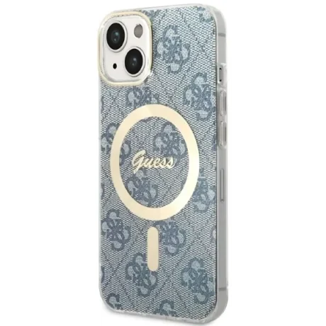 Husa Cover Guess 4G Print Magsafe + Wireless Charger pentru iPhone 14 Plus Blue