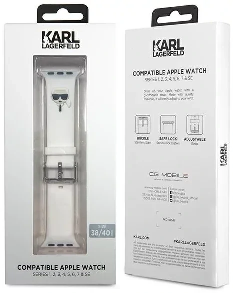 Curea ceas Karl Lagerfeld pentru Apple Watch 3/4/5/6/7/8/SE 38/40/41mm Alb thumb