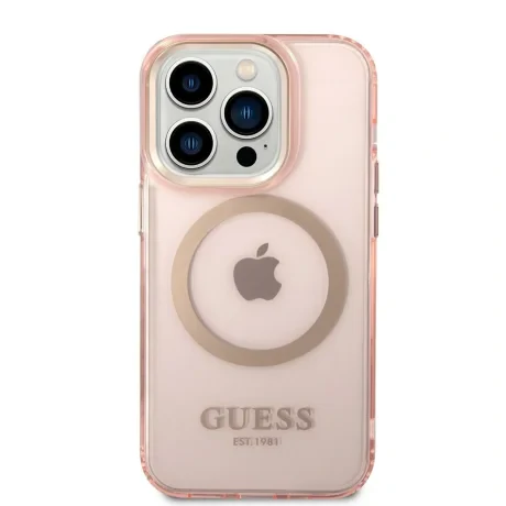 Husa Cover Guess Translucent MagSafe pentru iPhone 14 Pro Pink