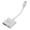 Adaptor Lightning (T) la HDMI (T) + PD lighning, 18cm, rezolutie maxima FULL HD (1920 x 1080) la 30Hz, conecteaza iPhone la TV si alimenteaza in acelasi timp, alb, &quot;SPDS-Light-HL-2in1&quot; (include TV 0.18 lei)