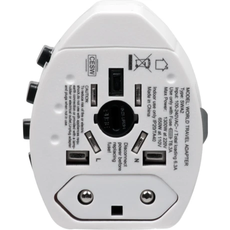 ADAPTOR universal SPACER, pt. calatorii, Schuko x 1, conectare Socket Universal (T), USB x 2,   10 A, alb, &quot;SPAD-UNIV&quot;/45505994 (include TV 0.8lei)