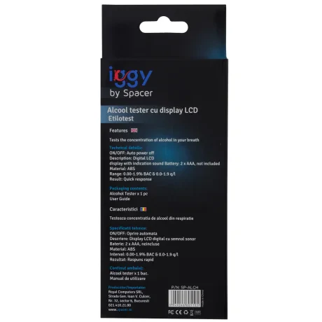 ALCOOL TESTER SPACER, LED Breath, &quot;SP-ALCH&quot; 261894 (include TV 0.07 lei)