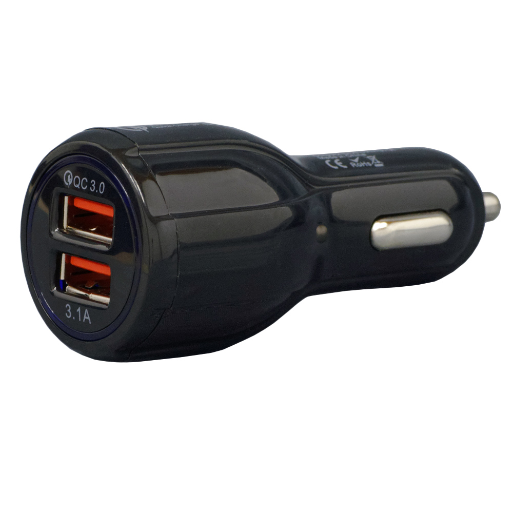 ALIMENTATOR auto SPACER, 2 x USB (1 x USB QC3.0 &amp; 1 USB max. 3.1A), pt. bricheta auto, black, "SP-QC-30" thumb