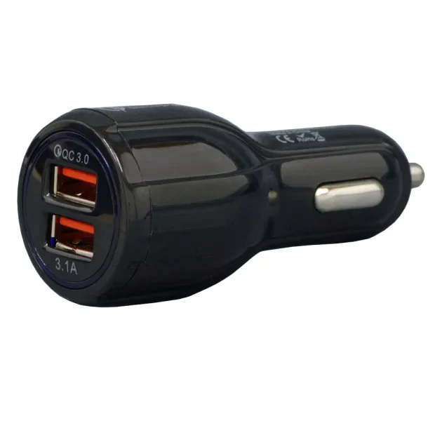 ALIMENTATOR auto SPACER, 2 x USB (1 x USB QC3.0 &amp;amp; 1 USB max. 3.1A), pt. bricheta auto, black, &quot;SP-QC-30&quot;