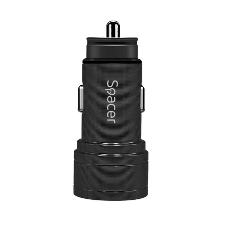 ALIMENTATOR auto SPACER Fast Charge 17W 5V/3.1A max, putere totala 17W, 2 x USB, pt. bricheta auto, black, &quot;SPCC-DUO-02&quot;