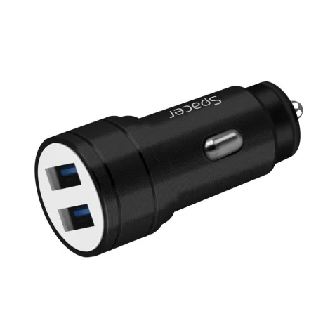 ALIMENTATOR auto SPACER Fast Charge 17W 5V/3.1A max, putere totala 17W, 2 x USB, pt. bricheta auto, black, &quot;SPCC-DUO-02&quot;