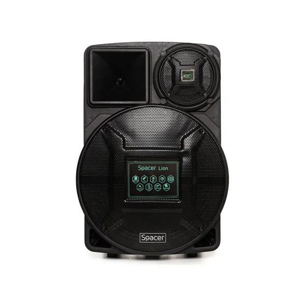 BOXA SPACER portabila bluetooth LION, tip troler, RMS: 120W, 15&quot; woofer, acumulator 4.5A, input : AUX audio, guitar, USB/microSD, remote control, wireless microphone, black, &quot;SPB-A25-BT&quot;/43501939  (include TV 10 lei)
