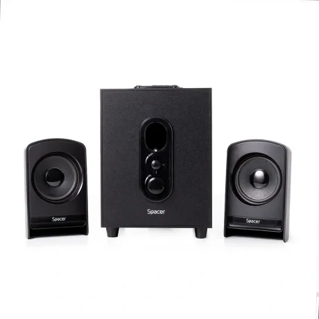 BOXE SPACER 2.1, RMS: 20W (2 x 5W + 10W), control volum, bass, subwoofer lemn MDF, 220V alimentare, USB/FM/RCA, black, &quot;SPSK-21BT-LONDON&quot; (include TV 3.5lei)