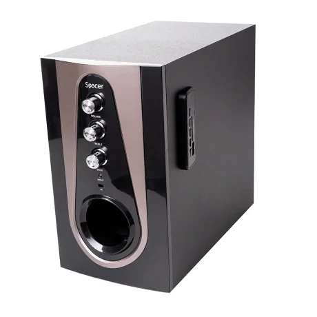 BOXE SPACER 2.1, RMS: 30W (2 x 5W + 20W), bluetooth telecomanda wireless, control volum, bass, treble, subwoofer lemn MDF, radio FM, USB stick, card SD,220V, RCA, &quot;SPSK-21BT-PARIS&quot;