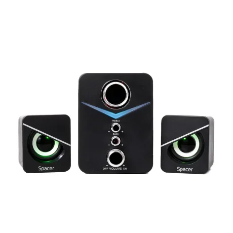 BOXE SPACER Gaming 2.1, RMS: 11W (2 x 3W + 5W), control volum, bass, treble,  7 x LED, USB power, black, "SPGS-TORNADO" (include TV 1.75 lei)