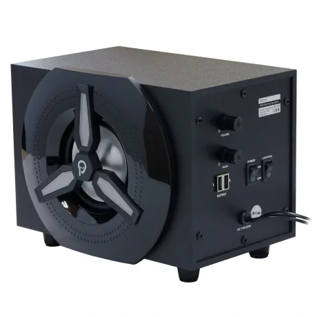 BOXE SPACER Gaming 2.1, RMS: 16W (2 x 3W + 10W), control volum, bass, subwoofer lemn MDF, 220V alimentare, 14 x LED, black, "SPB-HURRICANE"   (include TV 3.5lei)