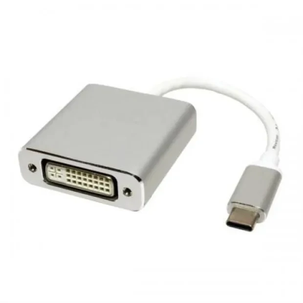 CABLU video SPACER, adaptor USB 3.1 Type-C (T) la DVI-I DL (M), 15cm, rezolutie maxima 4K UHD (3840 x 2160) la 30 Hz, silver, &quot;SP-CM-DVIF-01&quot; (include TV 0.18lei)